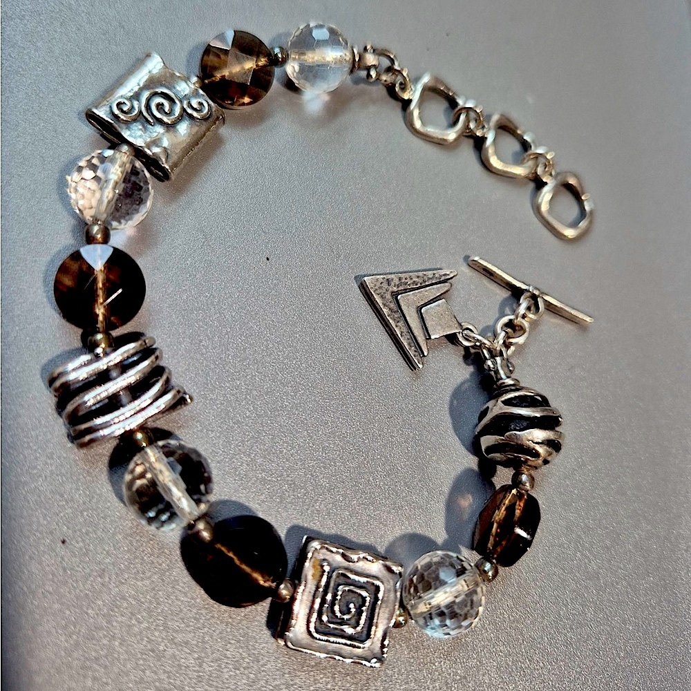 Silpada Vintage Sterling Crystal & Smokey Quartz Artistic Bracelet - Picture 6 of 8